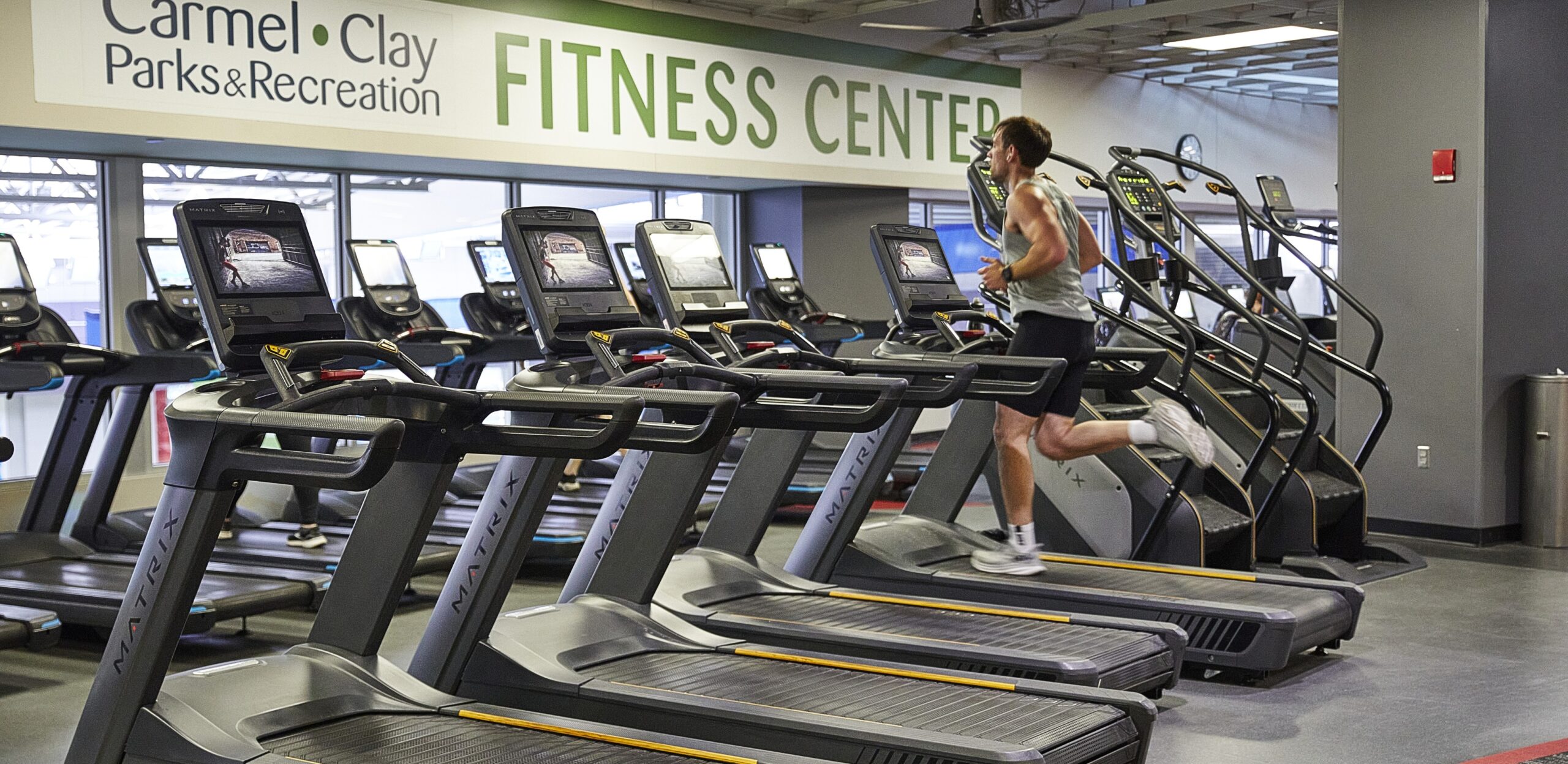 Treadmills at the Monon Community Center's fitness center.