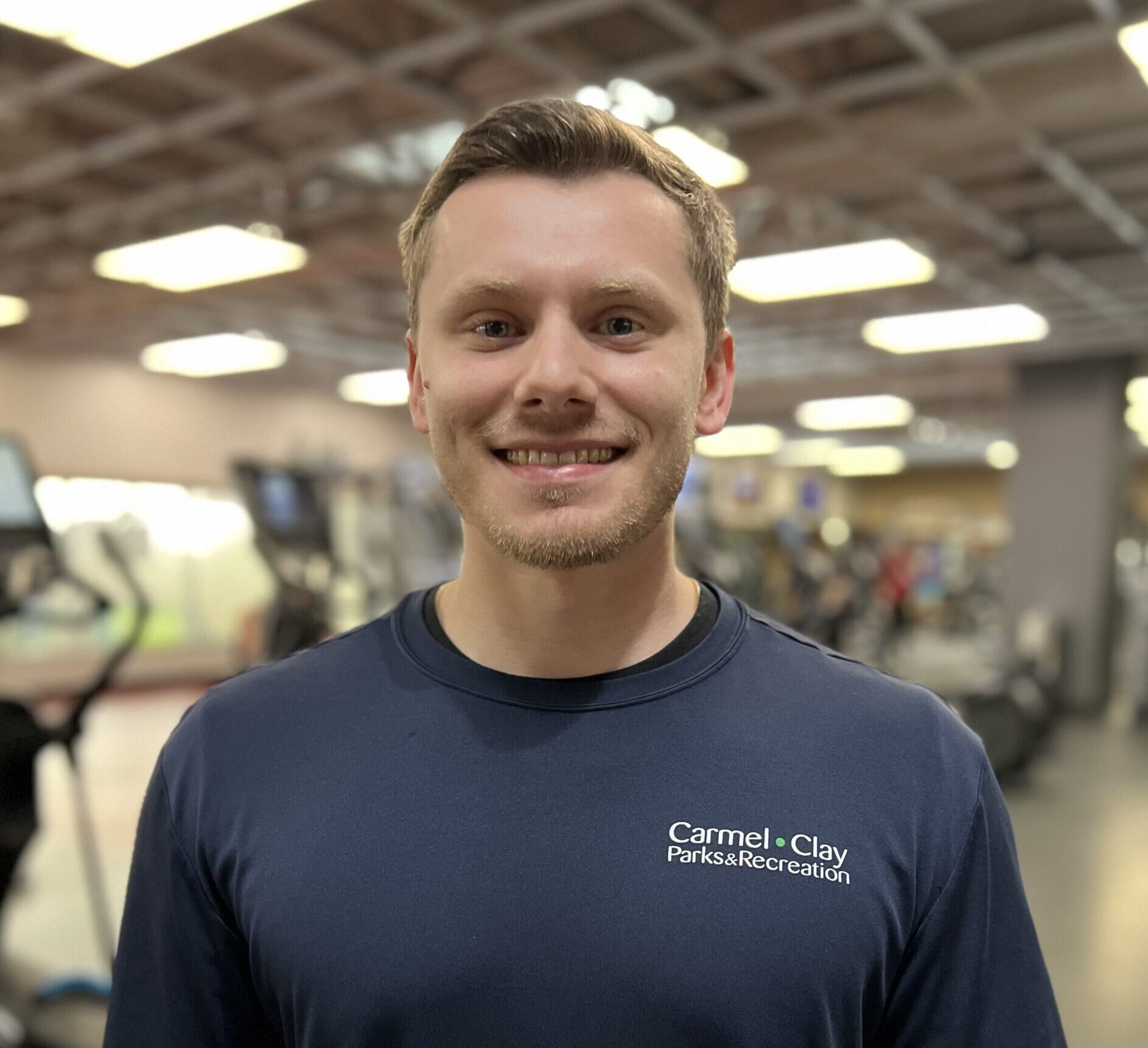 Personal trainer, Ian Bickel, in the fitness center at the Monon Community Center.