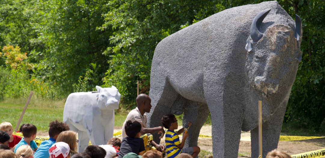 Bison & Calf sculpture.