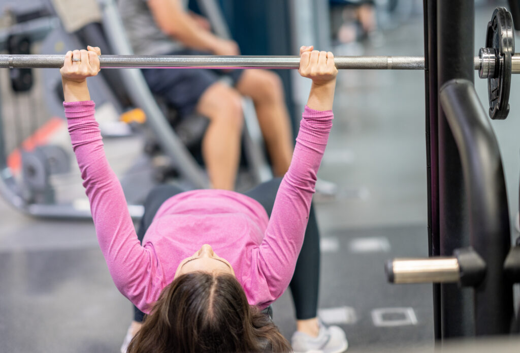 Workout in the fitness center at the Monon Community Center.